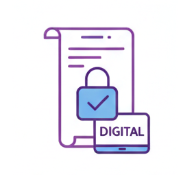 Icon representing digital certification — secure verifiable certificates for participants