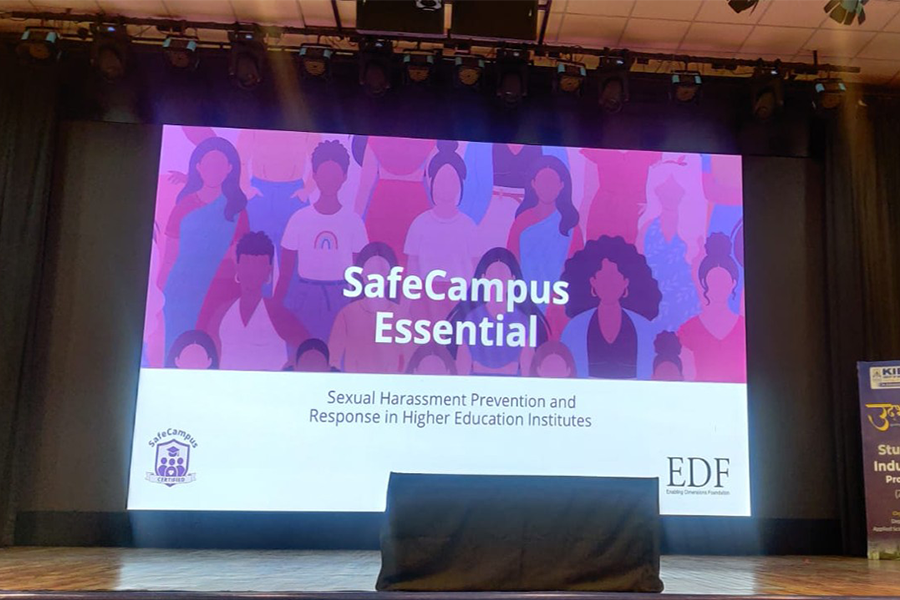 SafeCampus ICDS Dehradun session — trainer conducting interactive exercise on bystander intervention